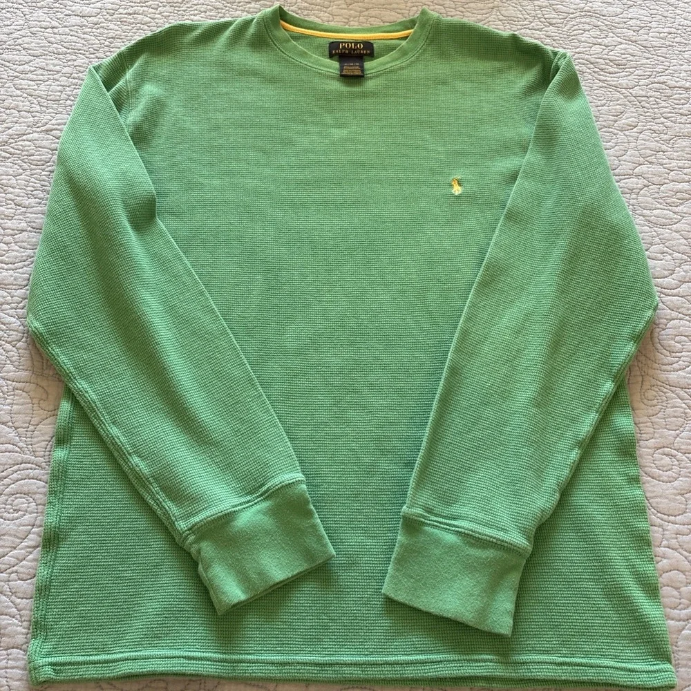 Polo Ralph Lauren Mens XL Green Waffle Thermal Long Sleeve Shirt